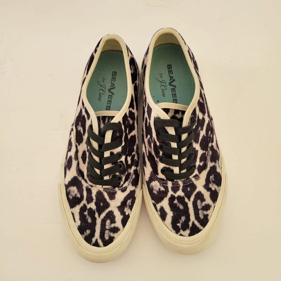SeaVees x J. Crew Legend Velvet Animal Leopard Print Sneakers - Picture 3 of 6